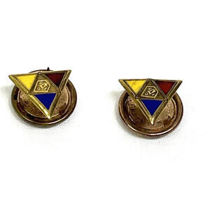 Knights of Pythias FCB Enamel Triangle Lapel Pins - Lot of 2, Antique